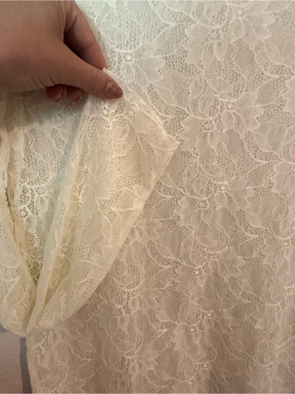 Anthropologie Ivory Sheer Floral Lace Long-Sleeve Top - Picture 4 of 5
